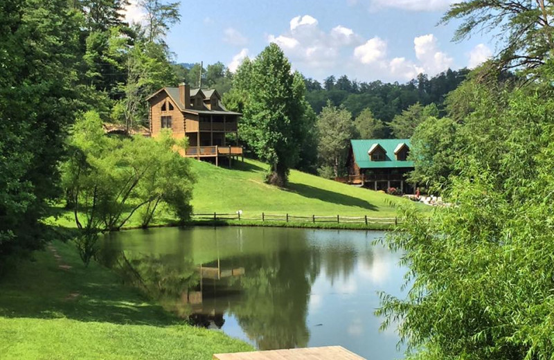 View of Fishing Pond and Cabin at Little Valley Mountain Resort