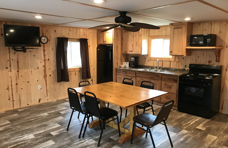 Cabin kitchen at Vacationland Resort.