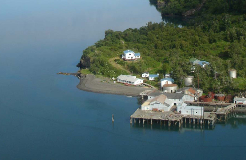 Aerial view of Zachar Bay Lodge.