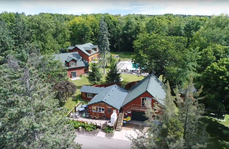 Aerial view of Woodland Beach Resort.