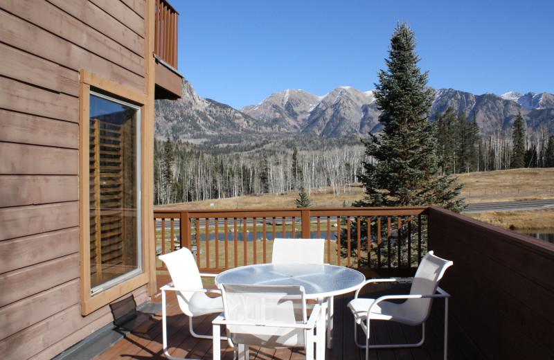 Guest balcony at Cascade Village Condominiums.