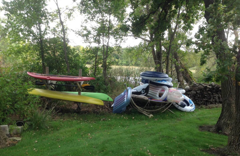 Water toys at Lakes Area Rentals.