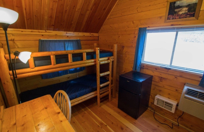 Cabin bedroom at Colorado Springs KOA.