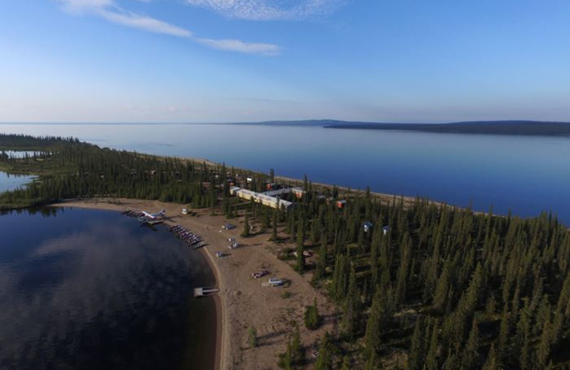 Aerial view of Plummer's Arctic Fishing Lodges.