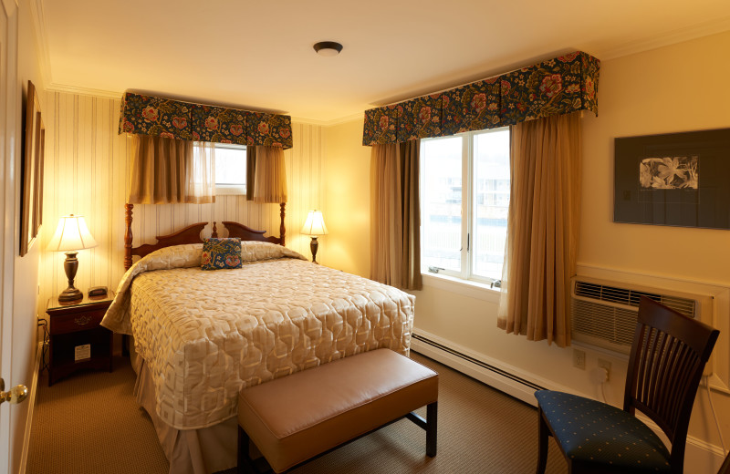 Guest bedroom at The Sparhawk Oceanfront Resort.