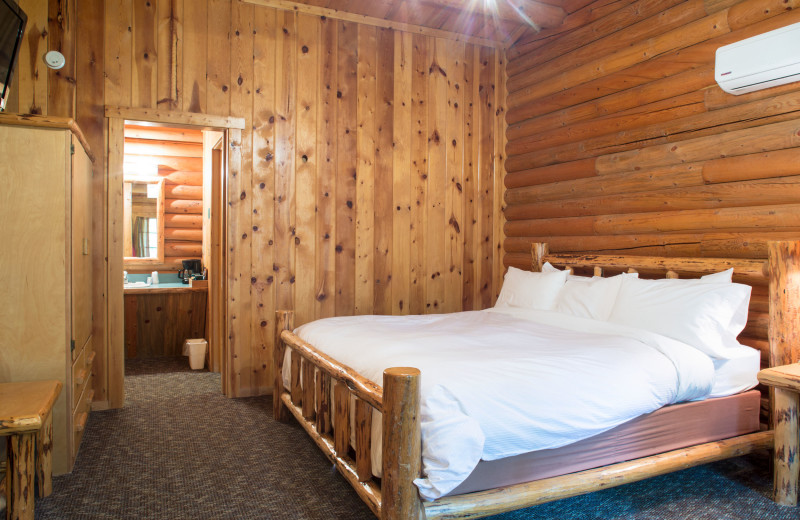 Cabin bedroom at North Forty Resort.