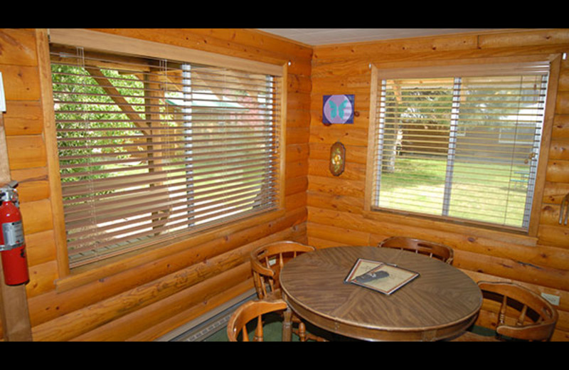 Cabin dining table at Sourdough Lodge.