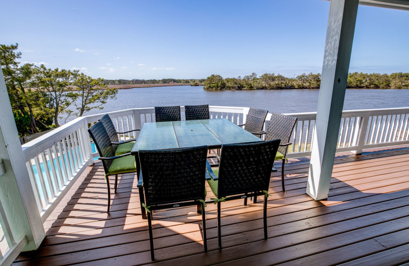 Rental deck view at Sandbridge Blue Vacation Rentals.