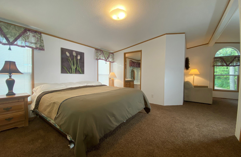 Cabin bedroom at Upper Cullen Resort.