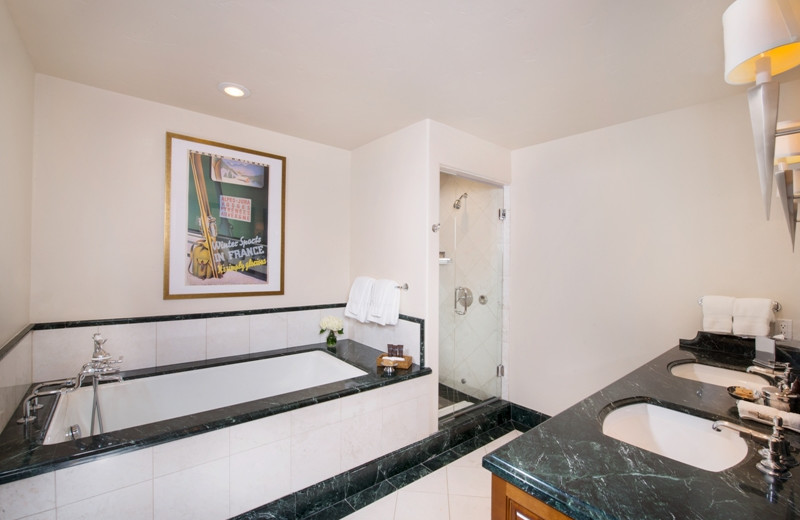 Guest bathroom at Arrabelle at Vail Square.