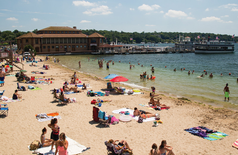 Beach at Harbor Shores on Lake Geneva.