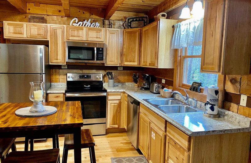 Cabin kitchen at Little Valley Mountain Resort.