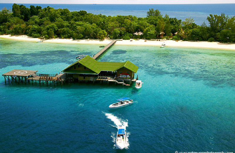 Aerial view of Lankayan Island Resort.