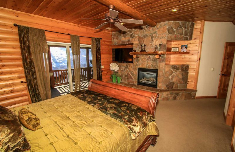 Rental bedroom at Big Bear Vacations.