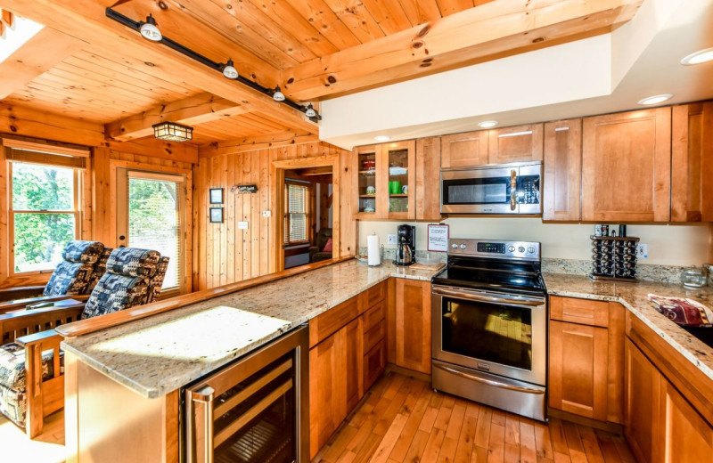 Cabin kitchen at Dogwood Cabins LLC.