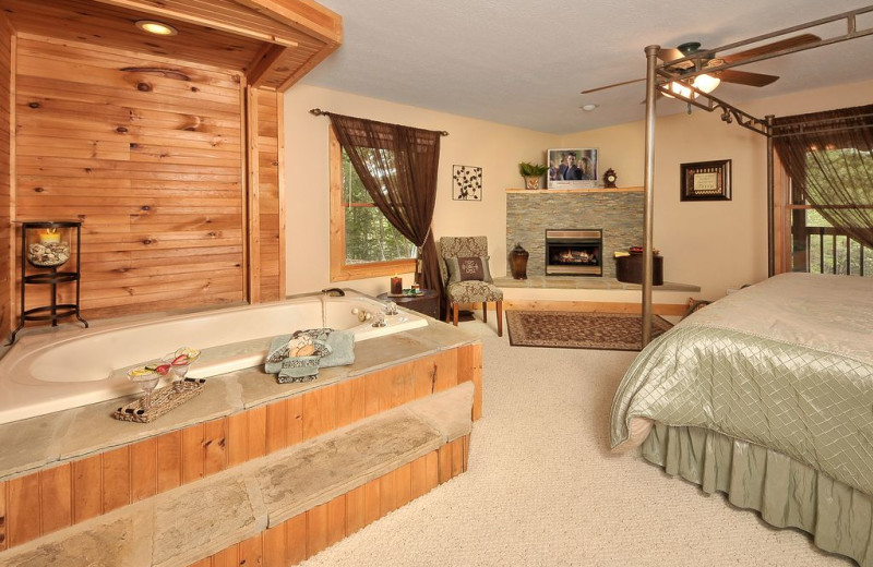 Rental bedroom at Great Smoky Vacations.