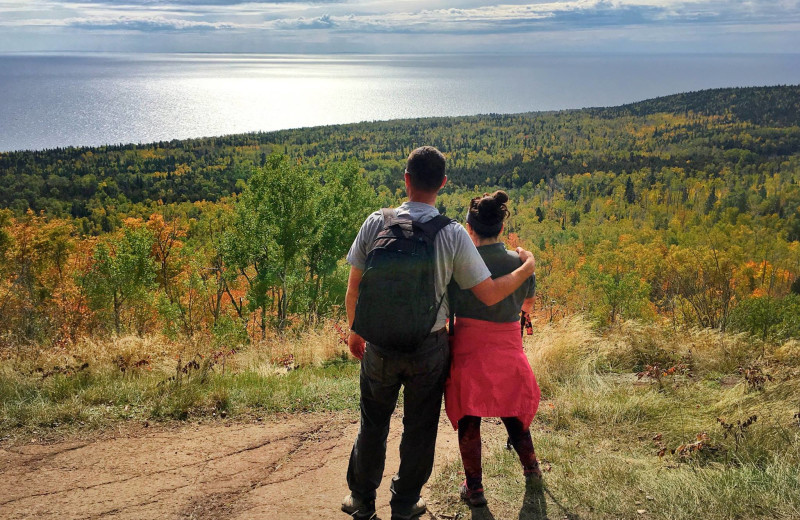 Couple at Temperance Landing on Lake Superior.