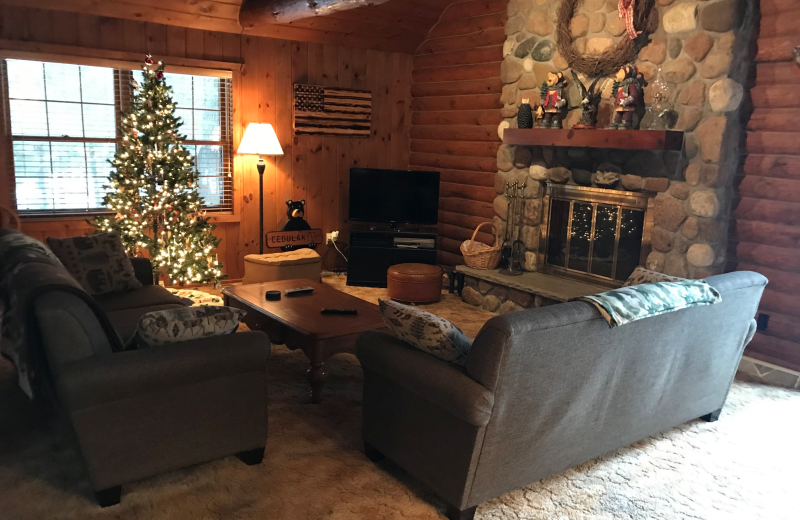 Rental living room at Bayside Lodging Rentals.