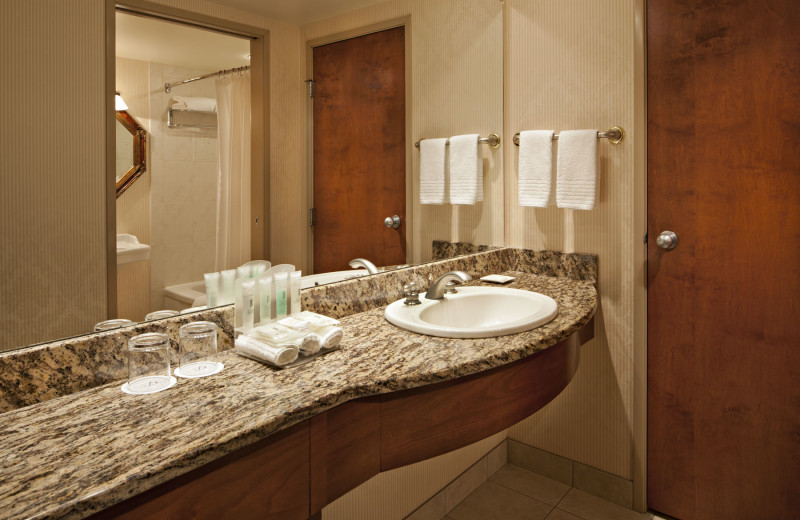 Guest bathroom at Delta Banff Royal Canadian Lodge.