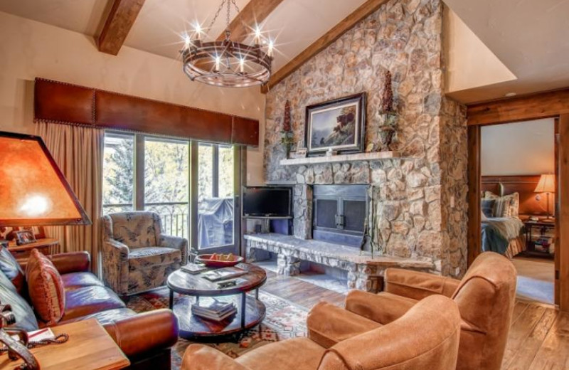 Rental living room at BlueSky Breckenridge.