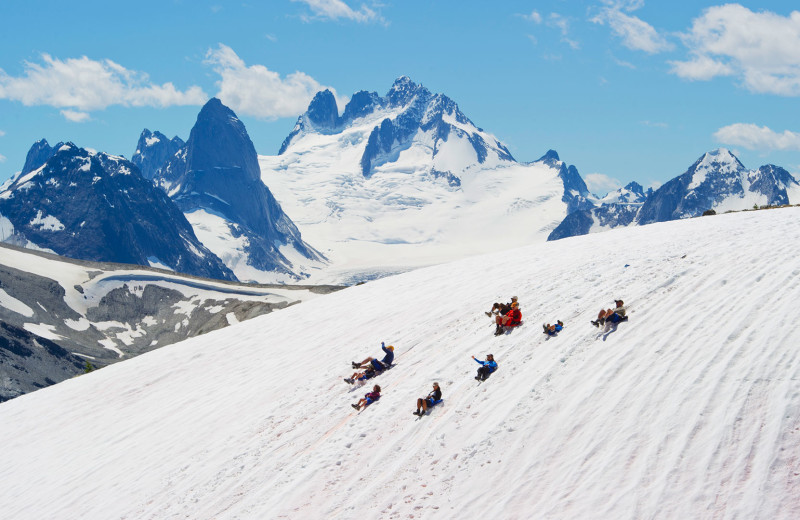 Sledding at Cariboos Lodge.