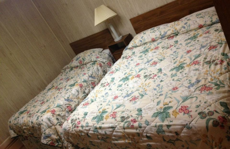Cabin bedroom at Weslake Resort.