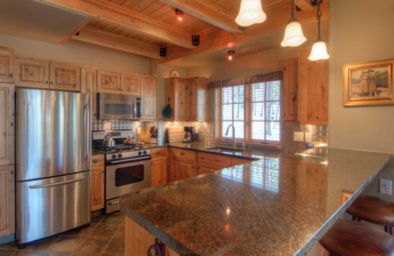 Rental kitchen at Moonlight Rentals in Big Sky.