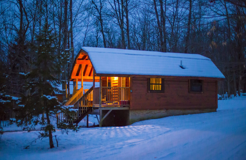 Winter cabin at Old Forge Camping Resort.