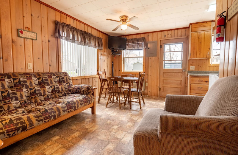 Cabin living room at Shady Grove Resort.