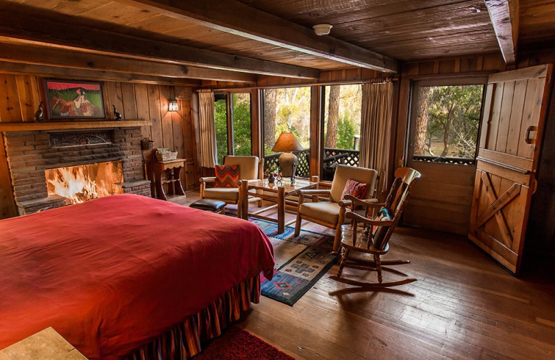 Cabin bedroom at Briar Patch Inn.