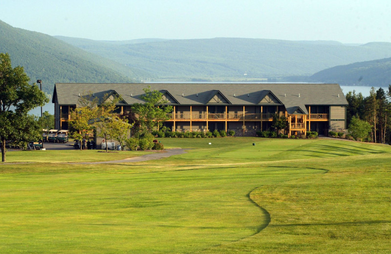 Exterior view of Bristol Harbour Resort on Canandaigua Lake.
