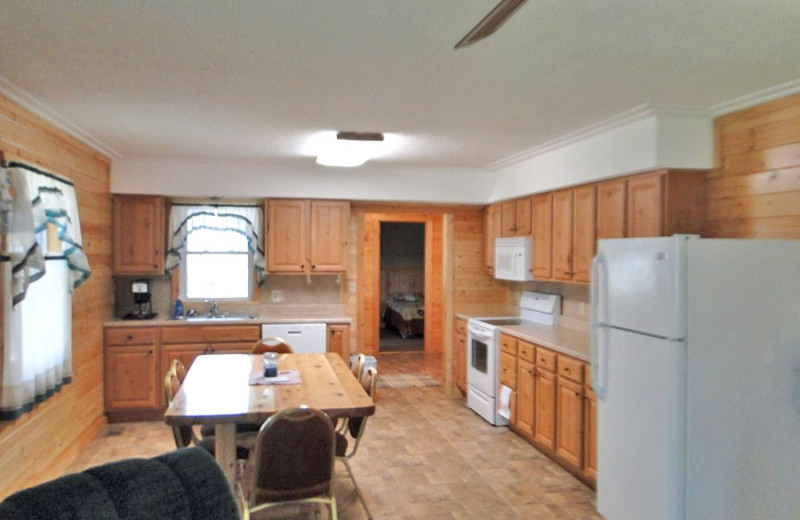 Cabin kitchen at Becker's Resort & Campground.