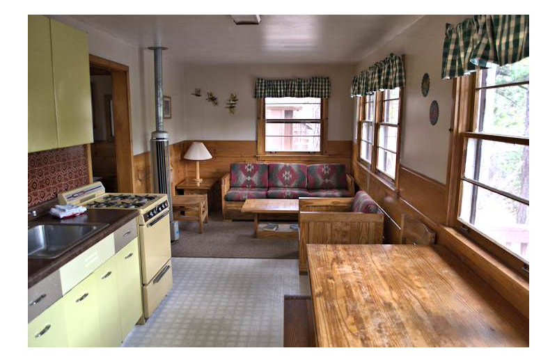 Cabin interior at Silver Rapids Lodge.