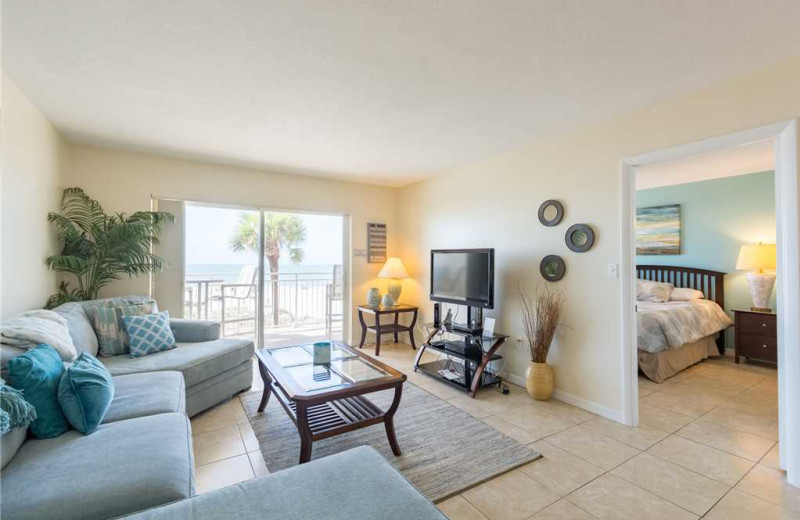 Rental living room at SunHost Resorts.