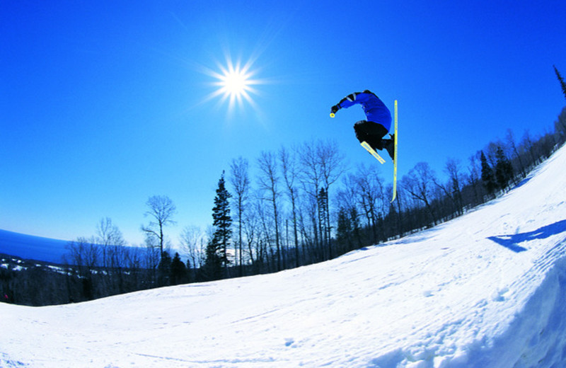 Skiing at Lutsen Resort on Lake Superior.