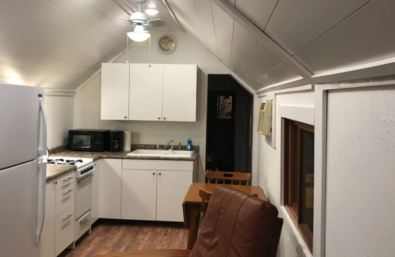 Cabin kitchen at Outers Resort.