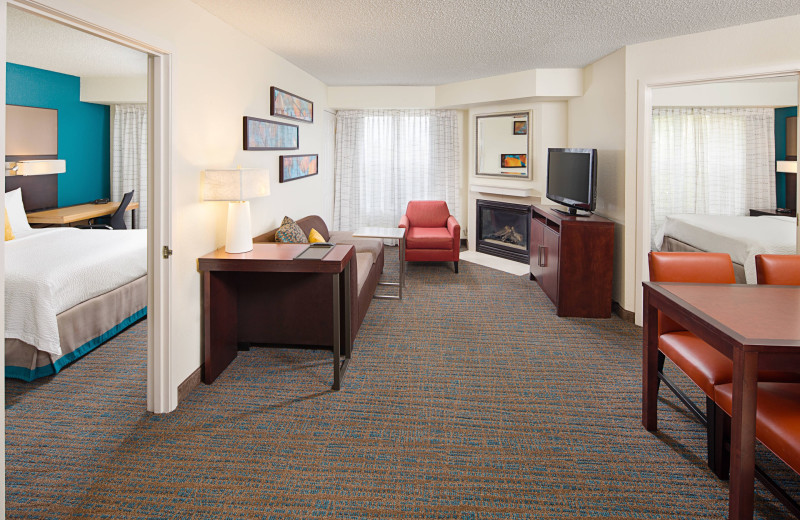 Guest room at Residence Inn Detroit Livonia.