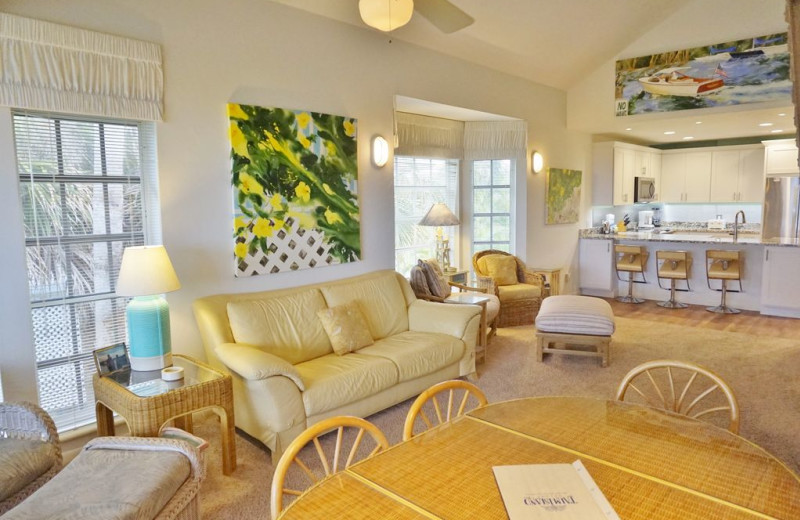 Rental living room at Palm Island Resort.