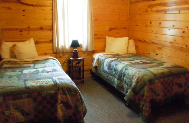 Cabin bedroom at Lakewood Lodge.