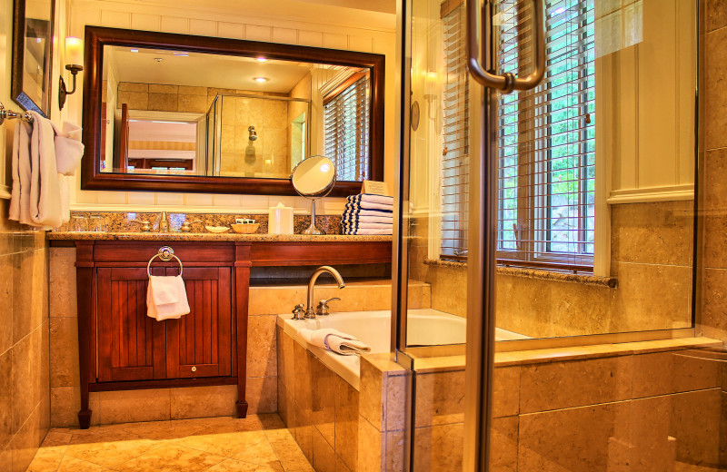 Guest bathroom at Poets Cove Resort & Spa.