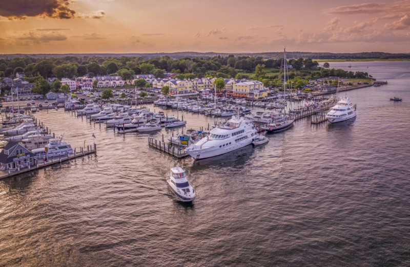 Aerial view of Saybrook Point Inn, Marina & Spa.