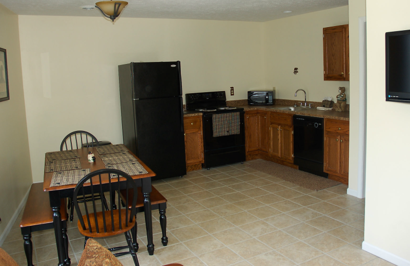 Cabin kitchen at Alpine Lodge Resort.