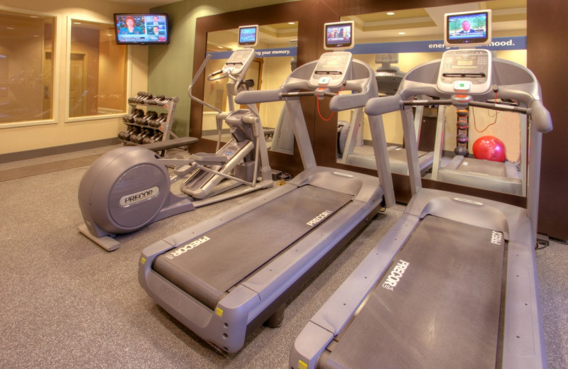 Fitness center at Hampton Inn & Suites Jekyll Island.