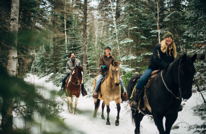 Winter horseback riding at Falcon Beach Ranch