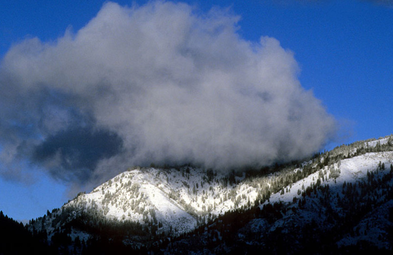 Mountain view of Sourdough Lodge.