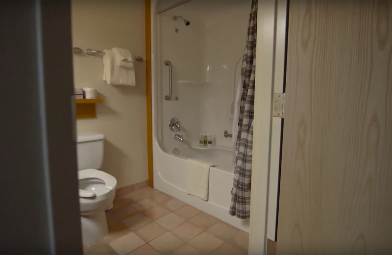 Guest bathroom at Bugaboos Lodge.
