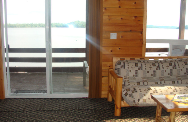 Cabin living room at Maynard Lake Lodge and Outpost.