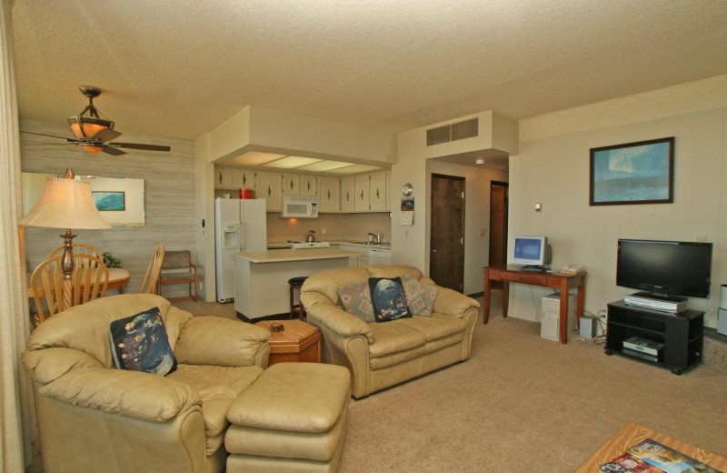 Condo living room at Sand & Sea Condominums. 