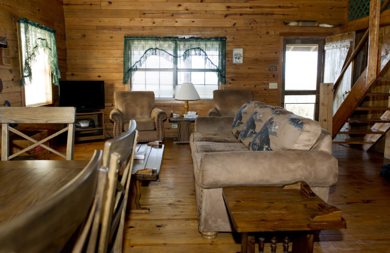 Cabin living room at Buffalo Outdoor Center.