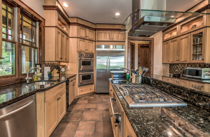 Rental kitchen at Yonder Luxury Vacation Rentals.